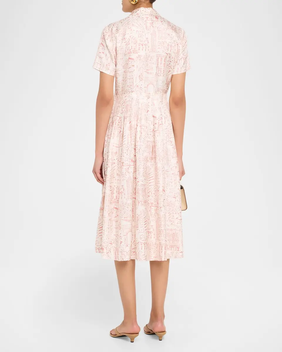 Lafayette 148 New York Pleated Landmarks-Print Silk Twill Midi Shirtdress | Thumbnail 3 Lafayette 148 New York Pleated Landmarks-Print Silk Twill Midi Shirtdress | Thumbnail 3