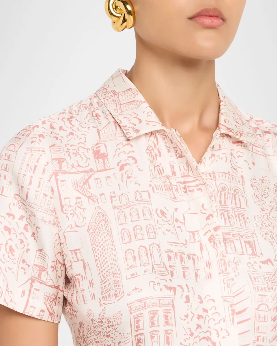 Lafayette 148 New York Pleated Landmarks-Print Silk Twill Midi Shirtdress | Thumbnail 5 Lafayette 148 New York Pleated Landmarks-Print Silk Twill Midi Shirtdress | Thumbnail 5
