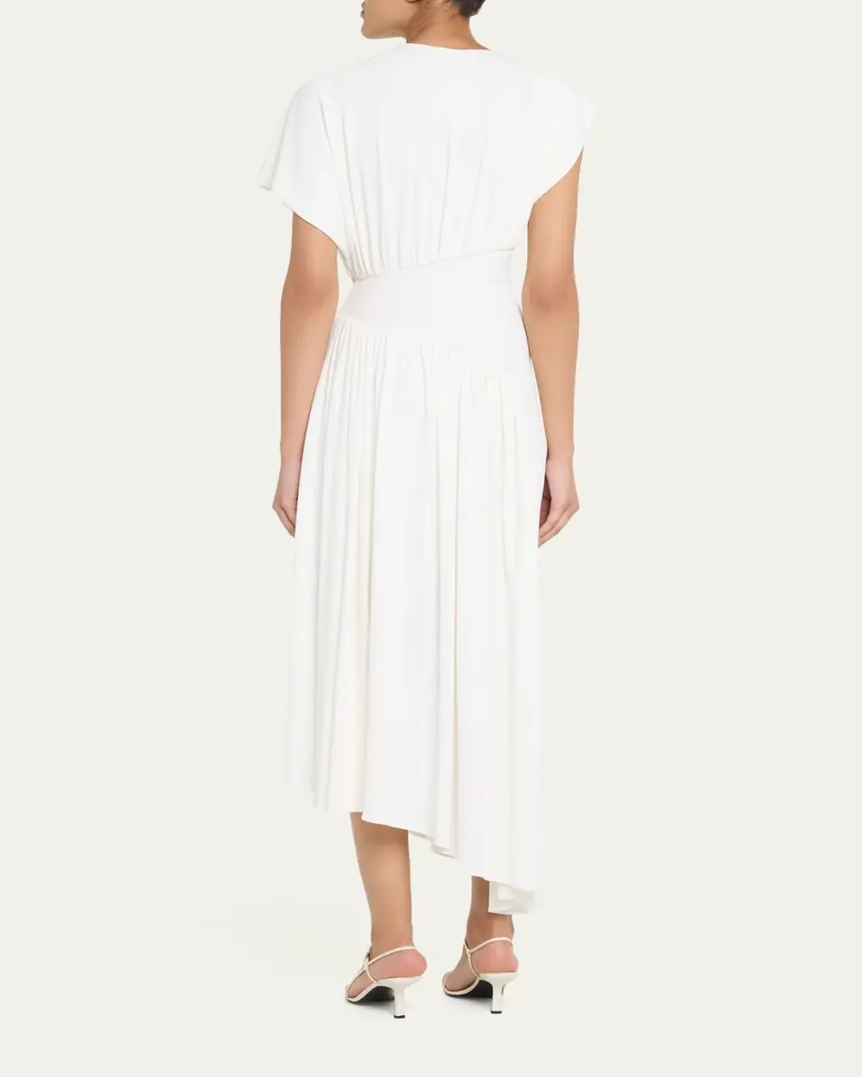 Rabanne Long Ruched Asymmetric Jersey Dress | Thumbnail 7 Rabanne Long Ruched Asymmetric Jersey Dress | Thumbnail 7