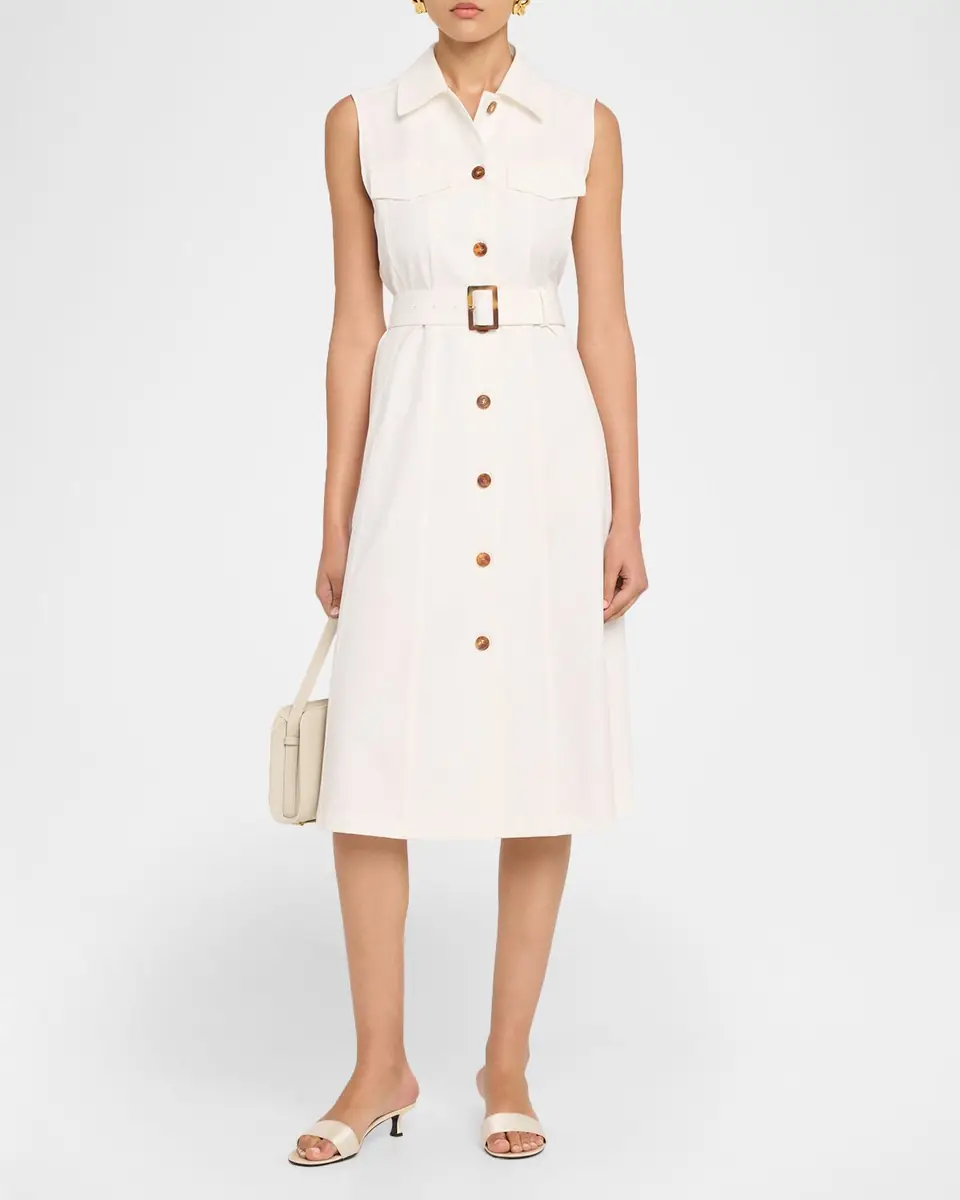 Lafayette 148 New York Belted Stretch Twill Midi Shirtdress | Thumbnail 2 Lafayette 148 New York Belted Stretch Twill Midi Shirtdress | Thumbnail 2