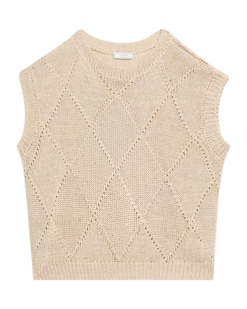 Peserico Linen Cotton Cap-Sleeve Tricot Sweater | Image 1 Peserico Linen Cotton Cap-Sleeve Tricot Sweater | Image 1