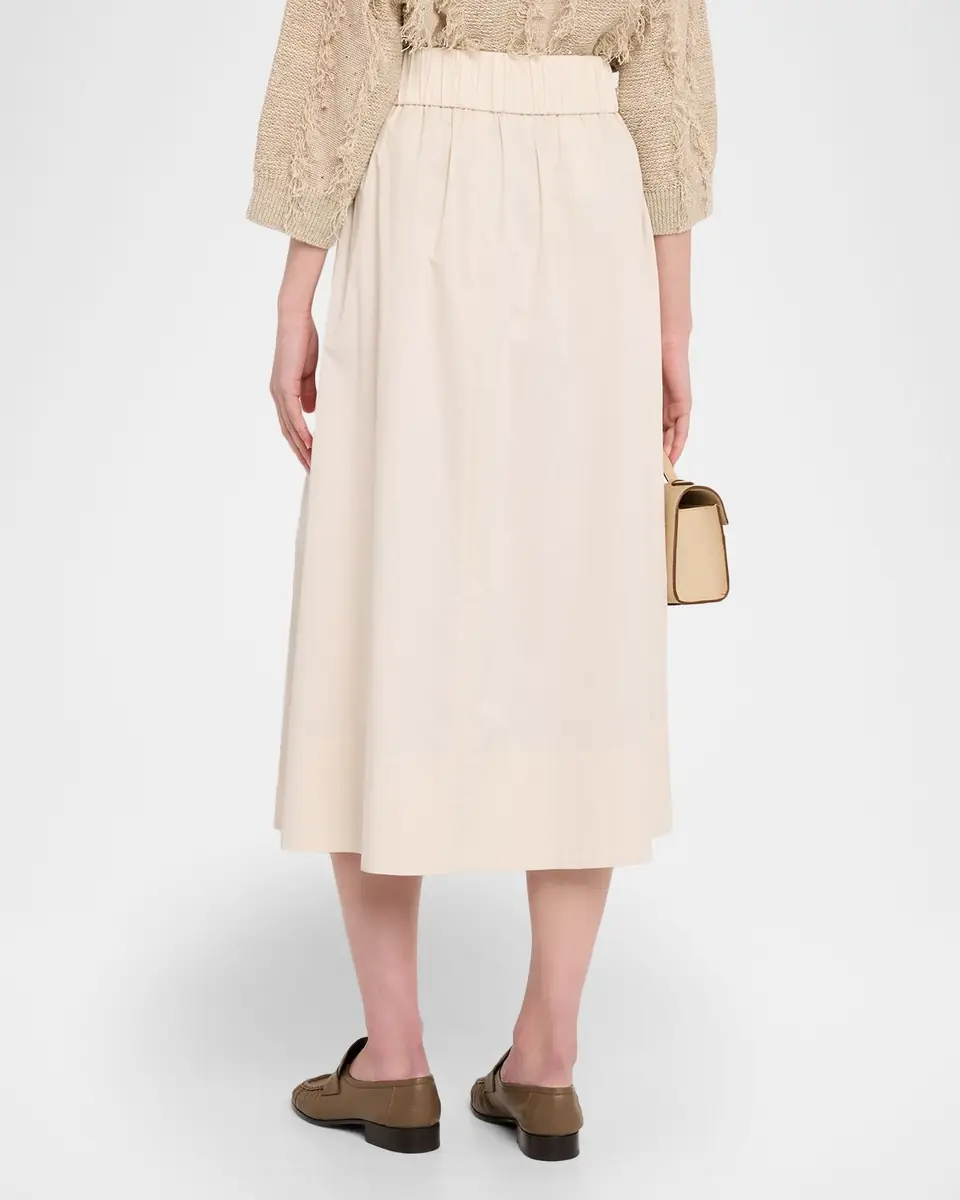 Peserico Pleated Stretch Cotton Sateen Midi Skirt | Thumbnail 3 Peserico Pleated Stretch Cotton Sateen Midi Skirt | Thumbnail 3