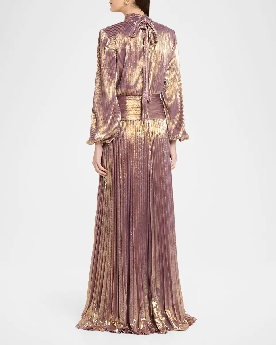 Retrofête Brienne Long-Sleeve Lamé Gown | Thumbnail 2 Retrofête Brienne Long-Sleeve Lamé Gown | Thumbnail 2
