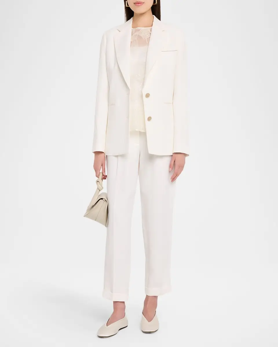 Peserico Linen-Blend Cropped Straight-Leg Pants | Thumbnail 2