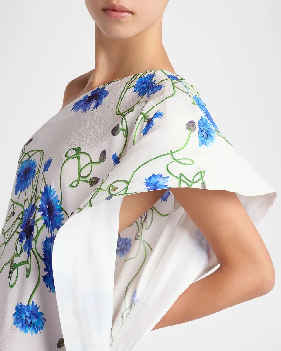 Stella McCartney Twisted Floral-Print One-Shoulder Ruffle Gown | Thumbnail 4