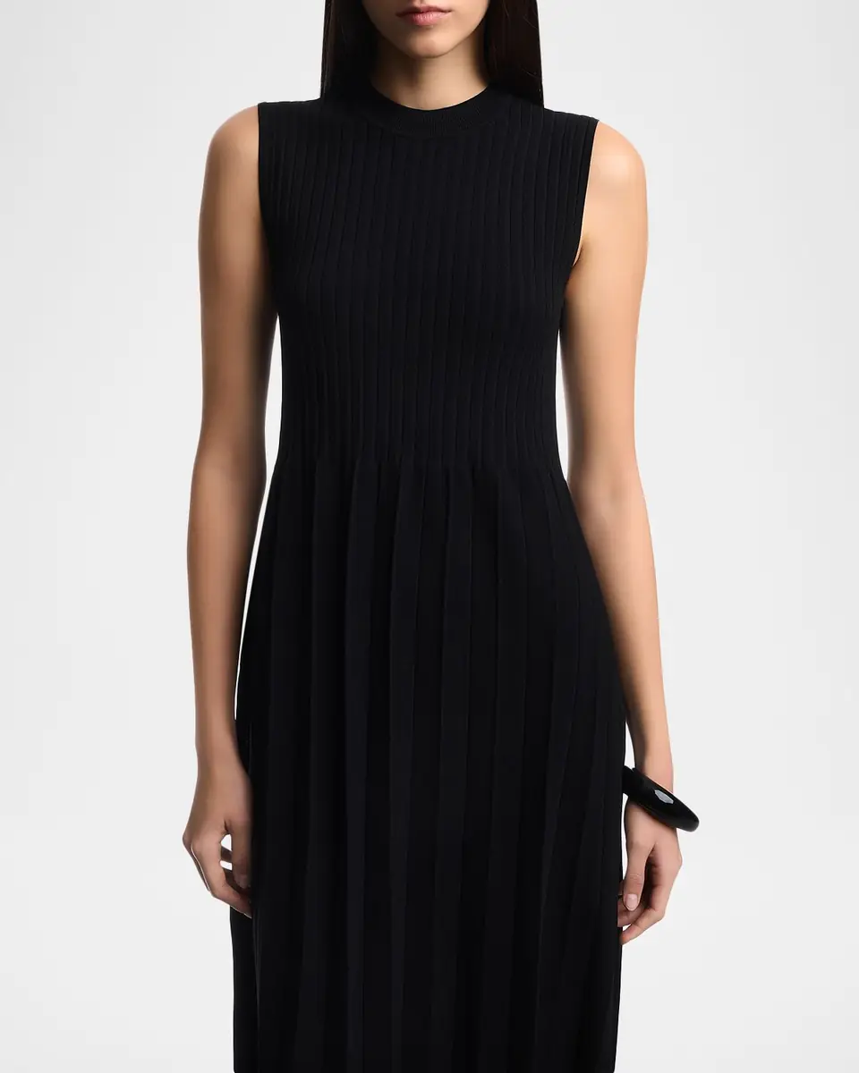Emporio Armani Pleated Contrast-Hem Knit Midi Dress | Thumbnail 4 Emporio Armani Pleated Contrast-Hem Knit Midi Dress | Thumbnail 4