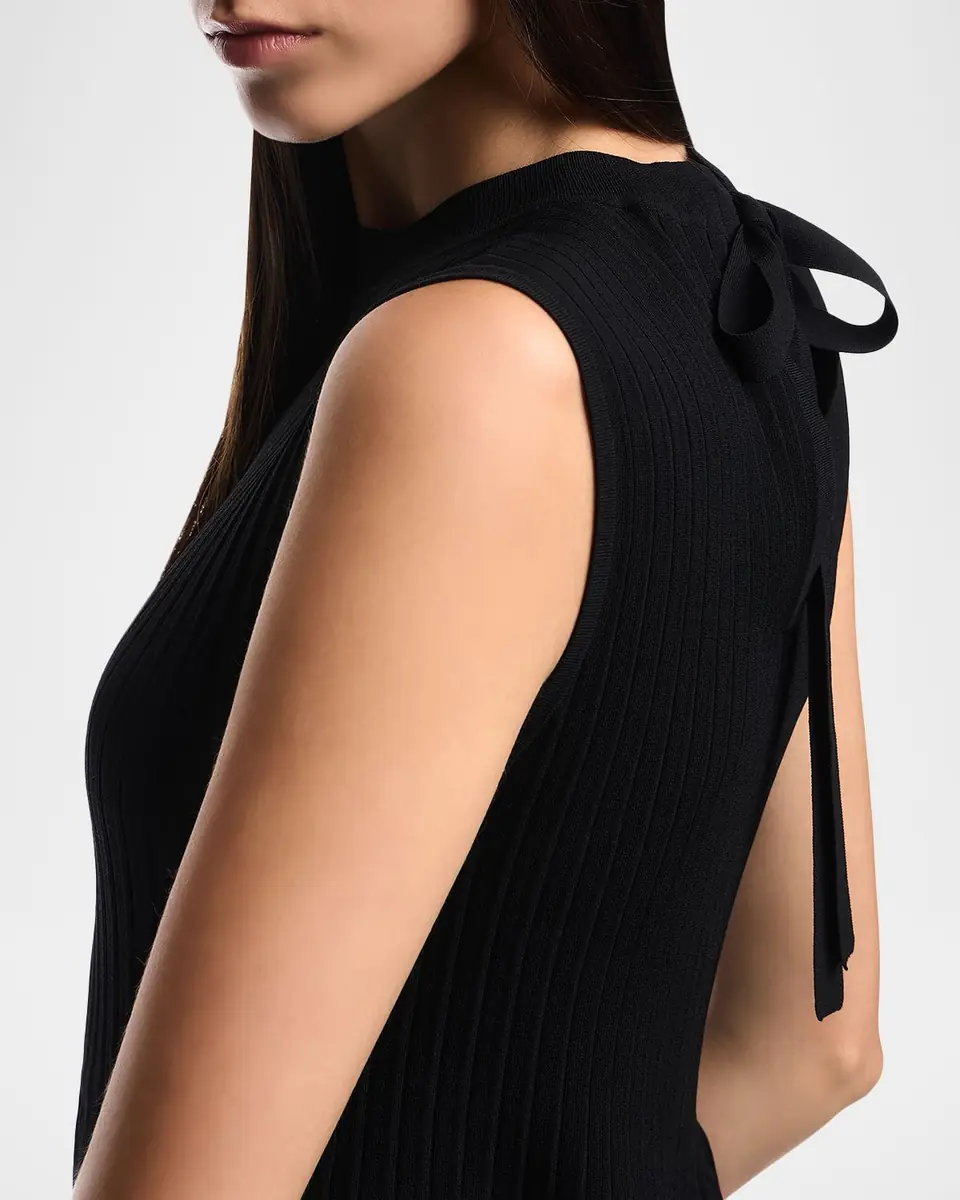 Emporio Armani Pleated Contrast-Hem Knit Midi Dress | Thumbnail 5 Emporio Armani Pleated Contrast-Hem Knit Midi Dress | Thumbnail 5