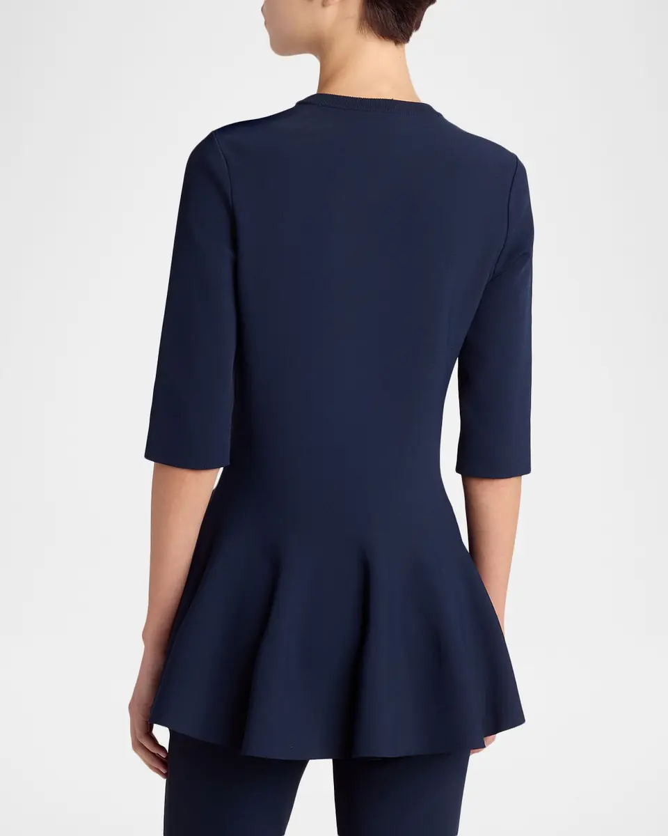 Stella McCartney Elbow-Sleeve Compact Knit Peplum Top | Thumbnail 3 Stella McCartney Elbow-Sleeve Compact Knit Peplum Top | Thumbnail 3