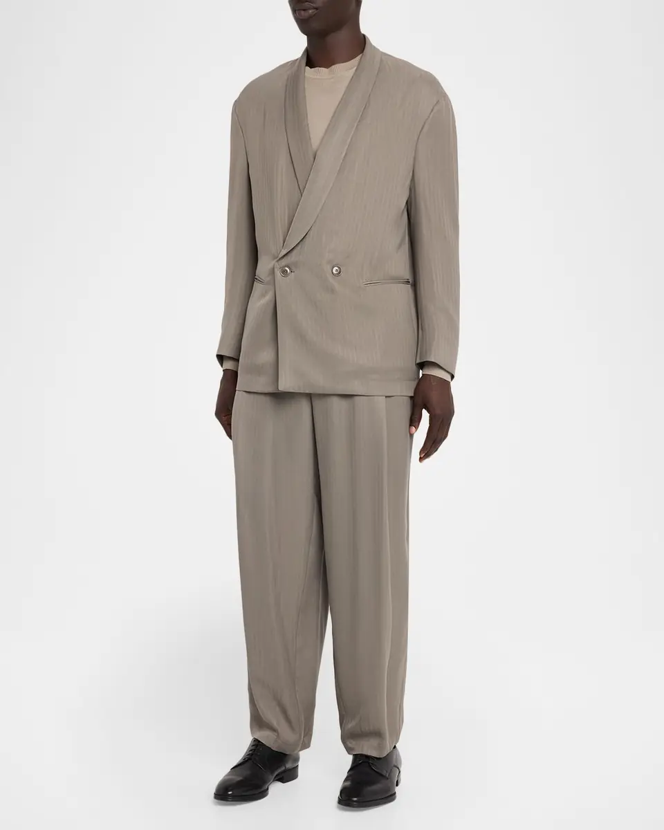 Giorgio Armani Men's Chevron Cupro Relaxed Shawl-Lapel Suit | Thumbnail 2 Giorgio Armani Men's Chevron Cupro Relaxed Shawl-Lapel Suit | Thumbnail 2