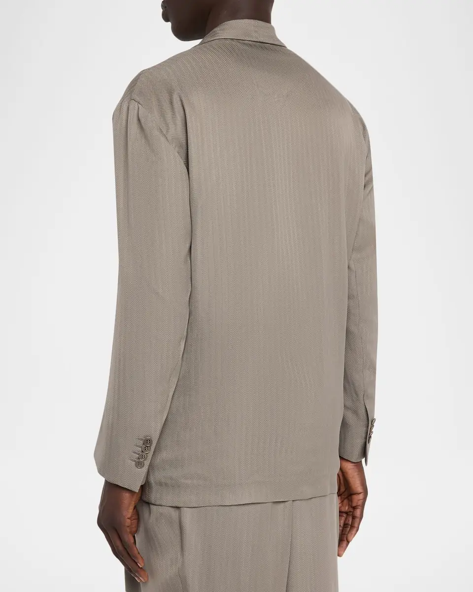 Giorgio Armani Men's Chevron Cupro Relaxed Shawl-Lapel Suit | Thumbnail 3 Giorgio Armani Men's Chevron Cupro Relaxed Shawl-Lapel Suit | Thumbnail 3