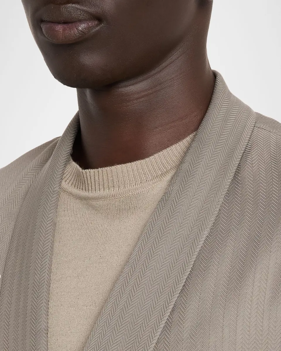 Giorgio Armani Men's Chevron Cupro Relaxed Shawl-Lapel Suit | Thumbnail 5 Giorgio Armani Men's Chevron Cupro Relaxed Shawl-Lapel Suit | Thumbnail 5