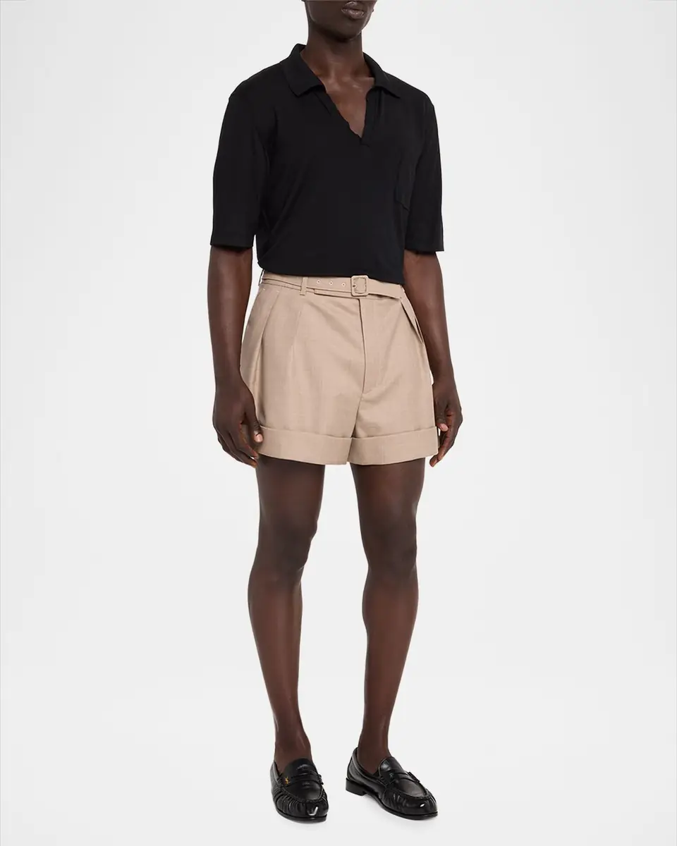 Saint Laurent Men's Wool and Cotton Tailored-Fit Belted Shorts | Thumbnail 2 Saint Laurent Men's Wool and Cotton Tailored-Fit Belted Shorts | Thumbnail 2