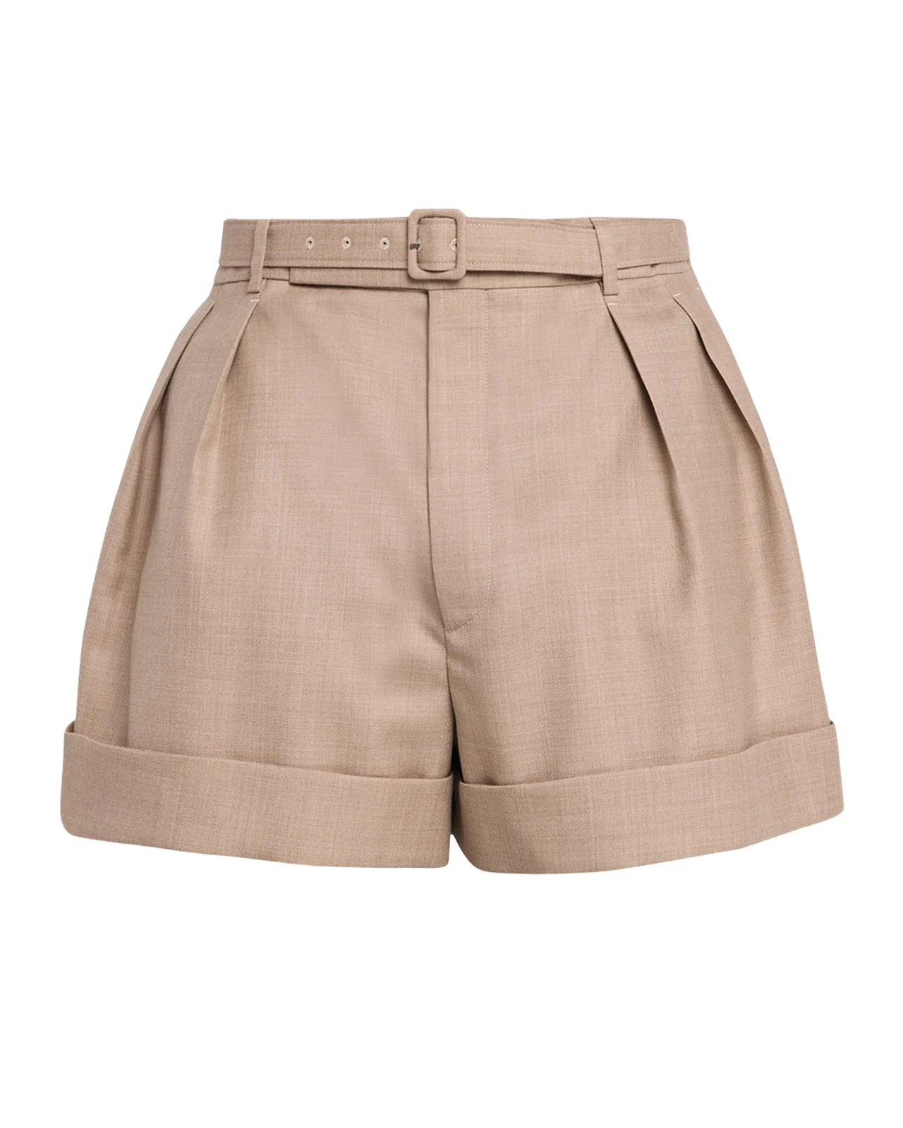 Saint Laurent Men's Wool and Cotton Tailored-Fit Belted Shorts