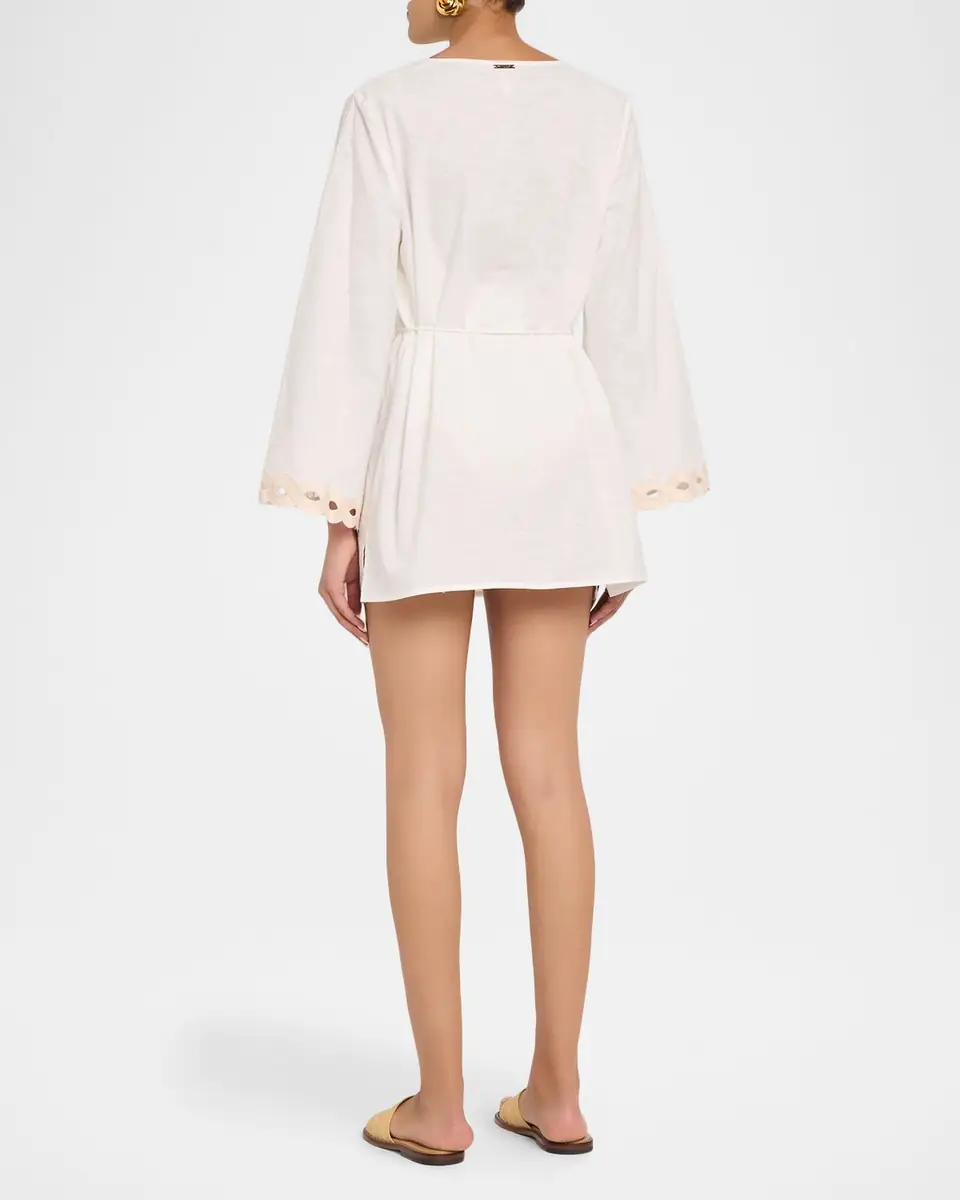 Milly Chain Embroidered Cotton-Linen Mini Dress | Thumbnail 3 Milly Chain Embroidered Cotton-Linen Mini Dress | Thumbnail 3