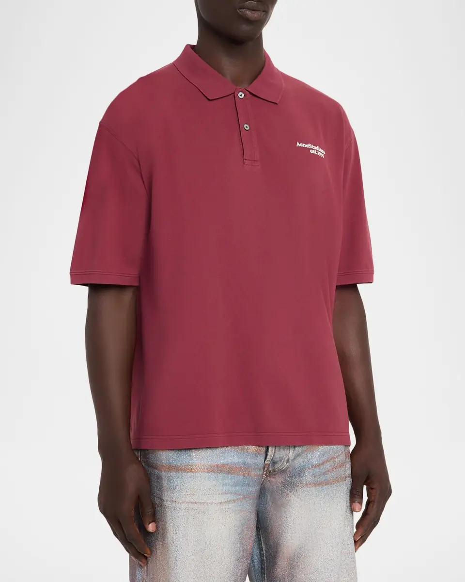 Acne Studios Men's Egnes Cotton Logo Polo Shirt | Thumbnail 4 Acne Studios Men's Egnes Cotton Logo Polo Shirt | Thumbnail 4