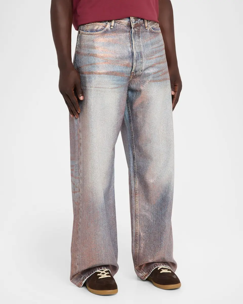 Acne Studios Men's Glitterized Denim Straight-Leg Jeans | Thumbnail 4