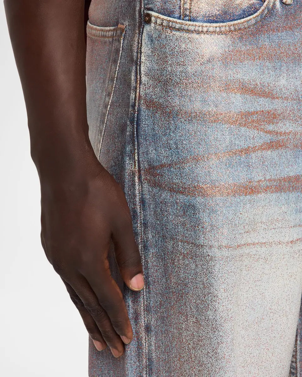 Acne Studios Men's Glitterized Denim Straight-Leg Jeans | Thumbnail 5