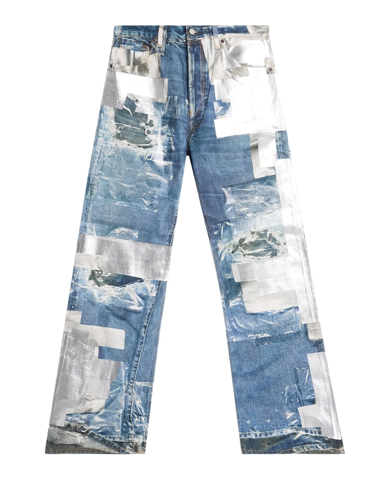 Acne Studios Men's Tape Print Straight-Leg Jeans
