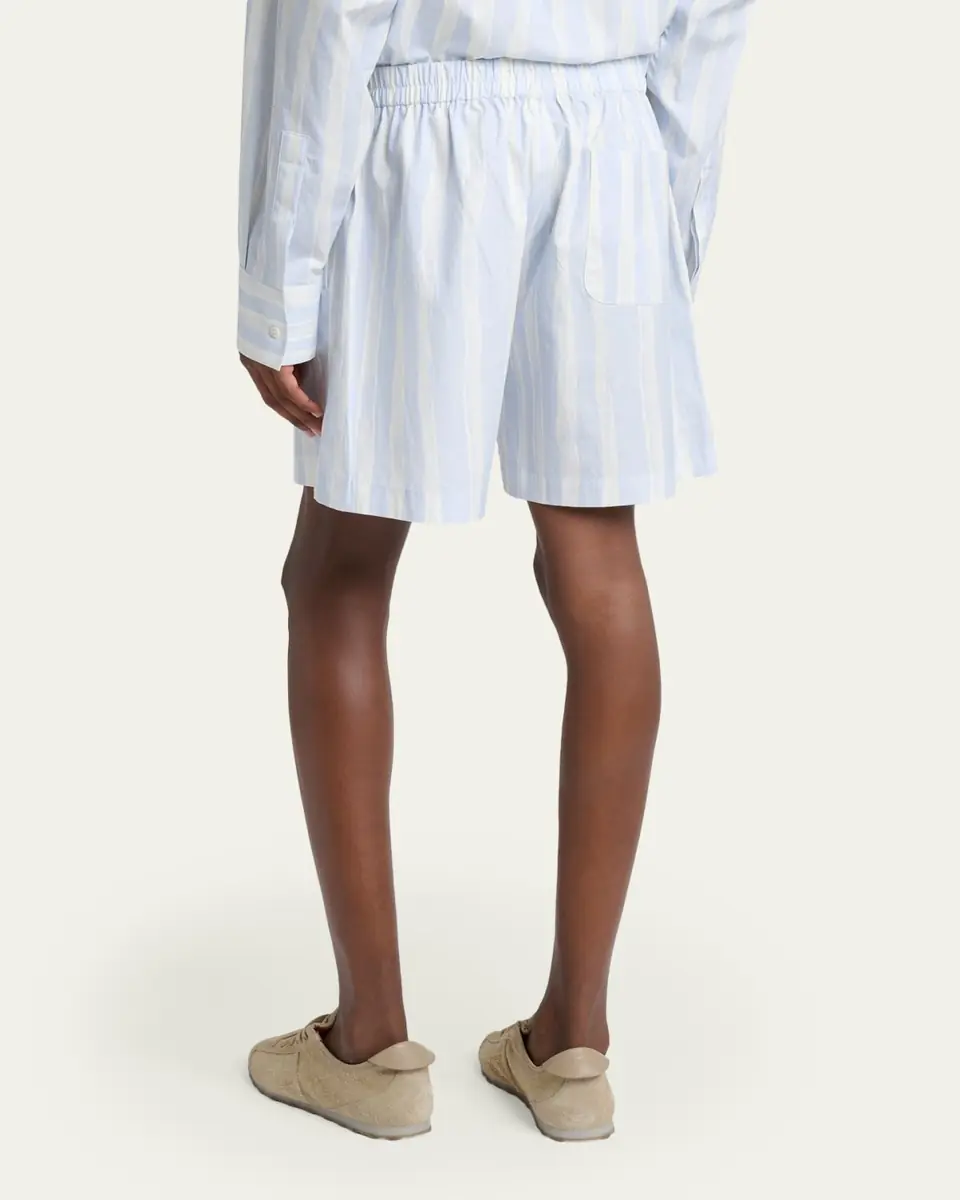 Jacquemus Men's Cotton Stripe Relaxed Flat-Front Shorts | Thumbnail 7 Jacquemus Men's Cotton Stripe Relaxed Flat-Front Shorts | Thumbnail 7
