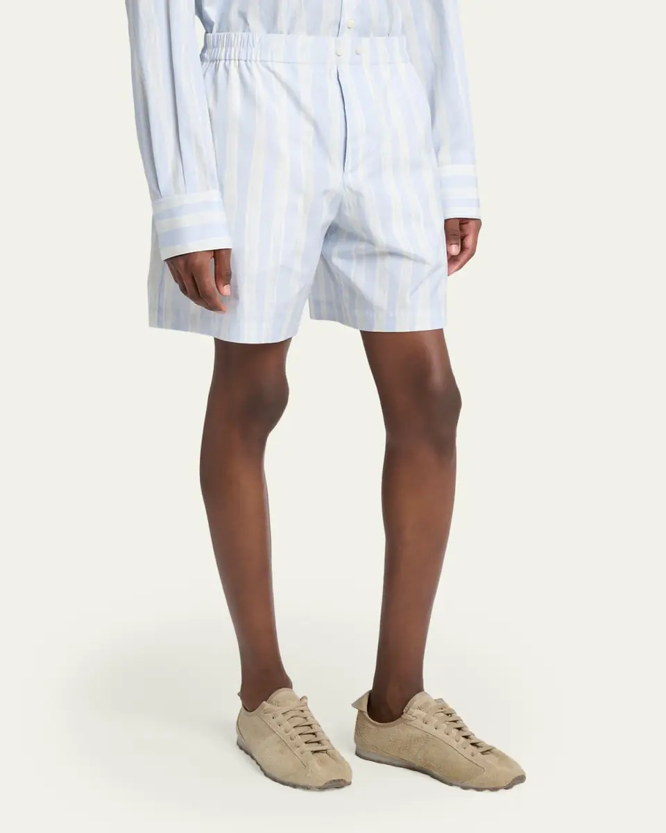 Jacquemus Men's Cotton Stripe Relaxed Flat-Front Shorts | Thumbnail 8 Jacquemus Men's Cotton Stripe Relaxed Flat-Front Shorts | Thumbnail 8