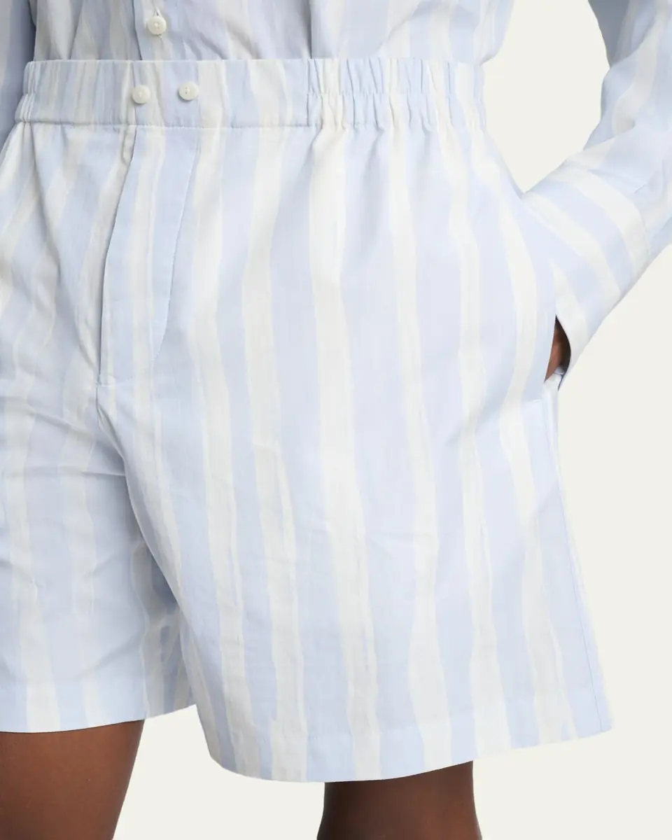 Jacquemus Men's Cotton Stripe Relaxed Flat-Front Shorts | Thumbnail 9 Jacquemus Men's Cotton Stripe Relaxed Flat-Front Shorts | Thumbnail 9