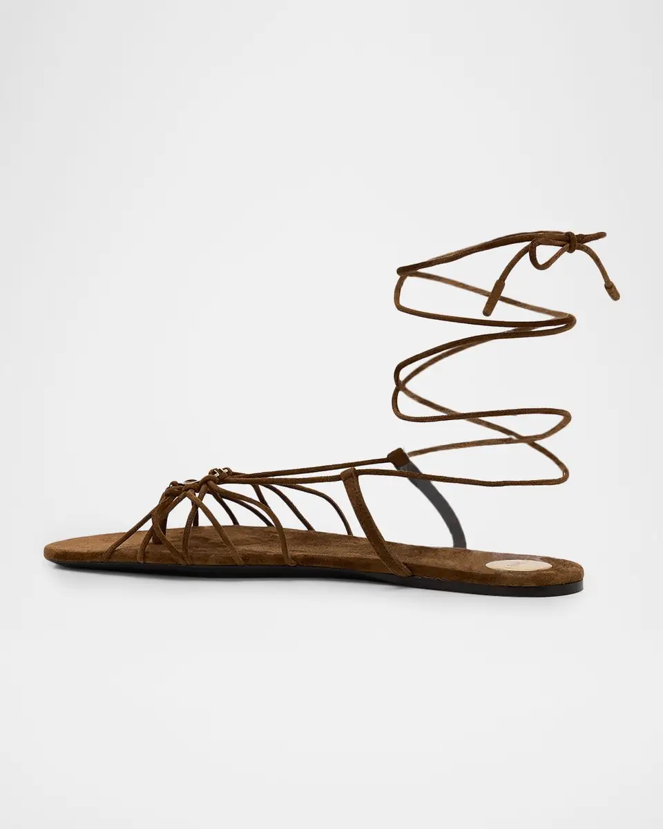 Saint Laurent Babylone Suede Lace-Up Sandals | Thumbnail 3