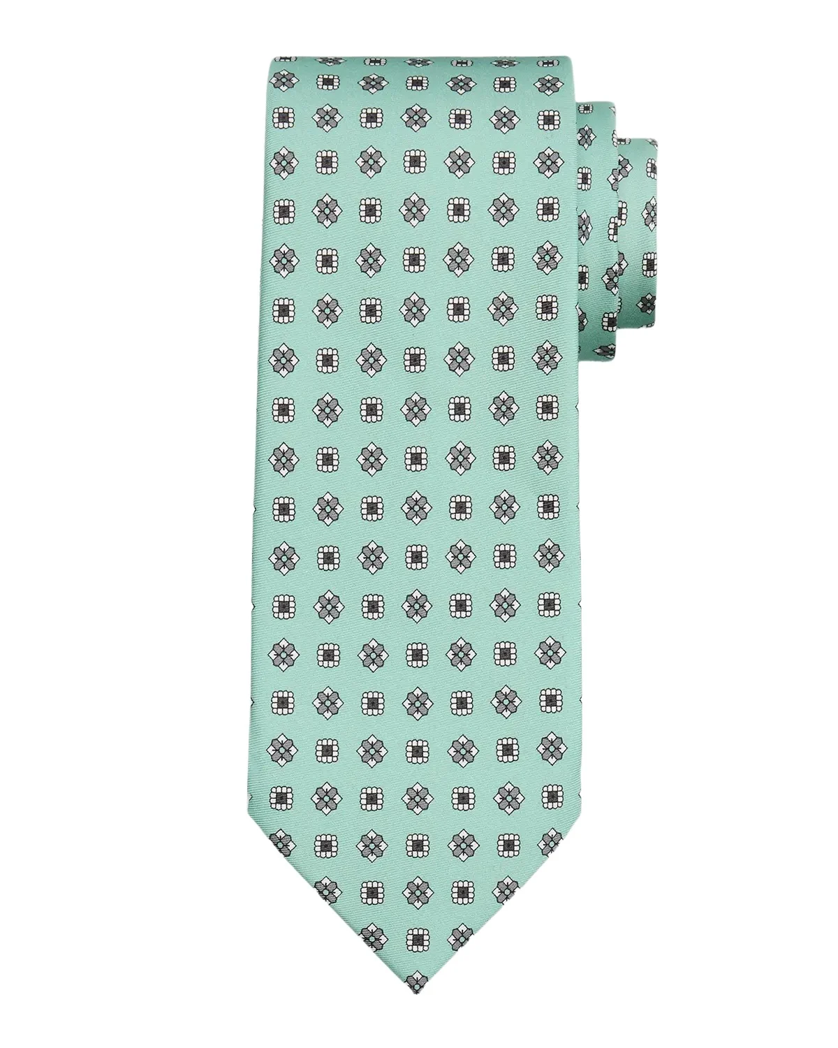 Men's Geometric Floral Silk Tie