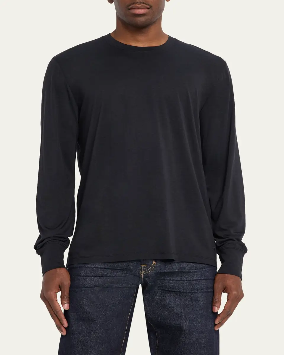 Tom Ford Men's Lyocell and Cotton Long-Sleeve T-Shirt | Thumbnail 4 Tom Ford Men's Lyocell and Cotton Long-Sleeve T-Shirt | Thumbnail 4