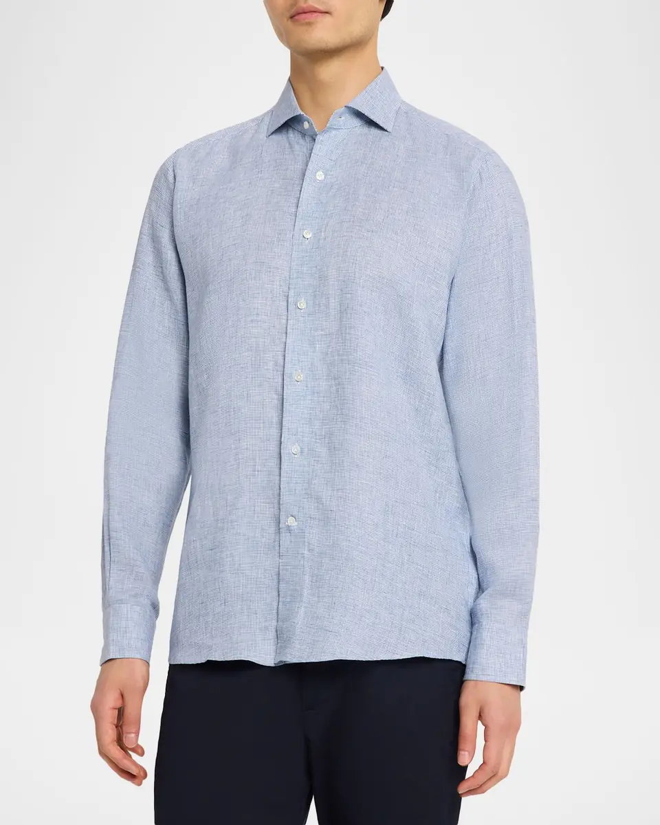 Peter Millar Men's Astino Lino Check Linen Sport Shirt | Thumbnail 4 Peter Millar Men's Astino Lino Check Linen Sport Shirt | Thumbnail 4