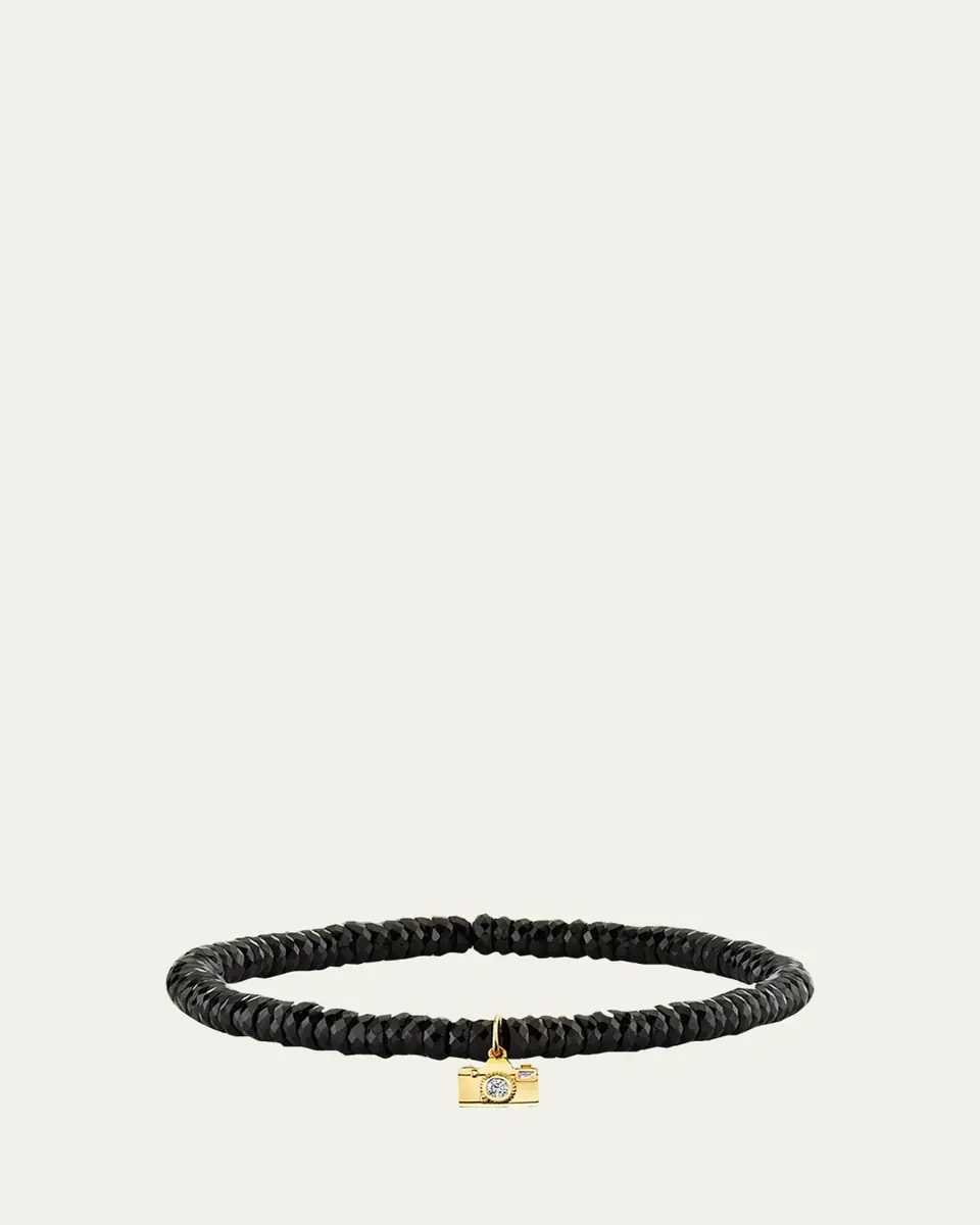 Sydney Evan Black Spinel and 14K Gold Camera with Diamonds Charm Bracelet | Thumbnail 2