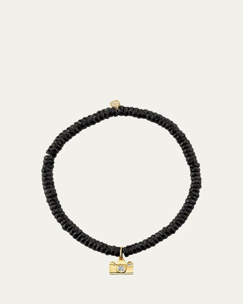Sydney Evan Black Spinel and 14K Gold Camera with Diamonds Charm Bracelet | Thumbnail 3