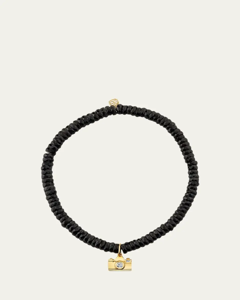 Sydney Evan Black Spinel and 14K Gold Camera with Diamonds Charm Bracelet | Thumbnail 4