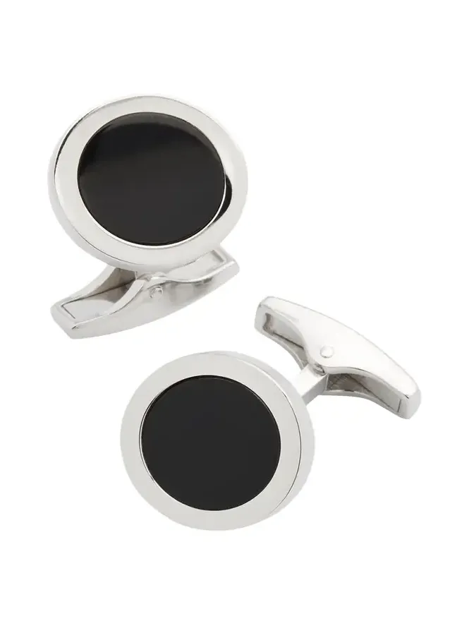 Men's Round Black Onyx Cufflinks