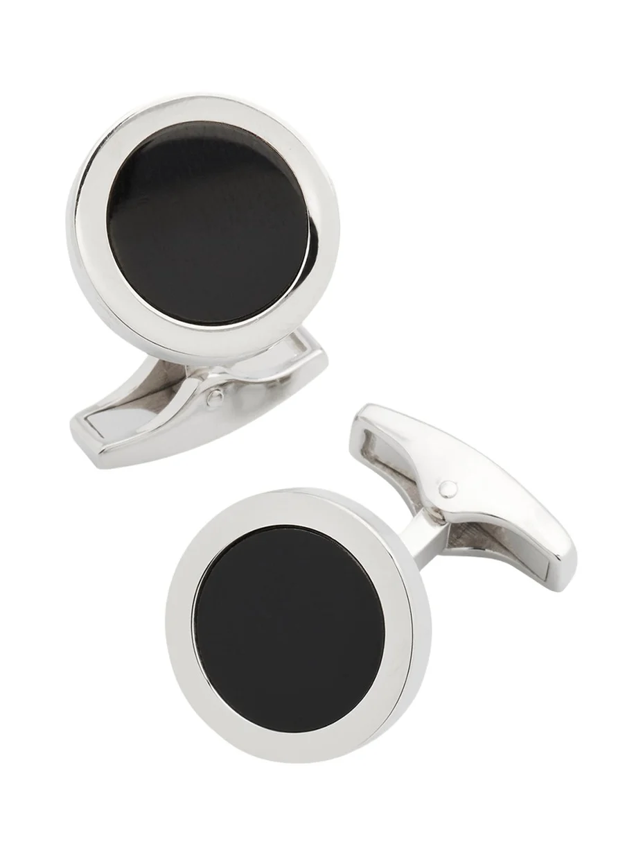 Men's Round Black Onyx Cufflinks