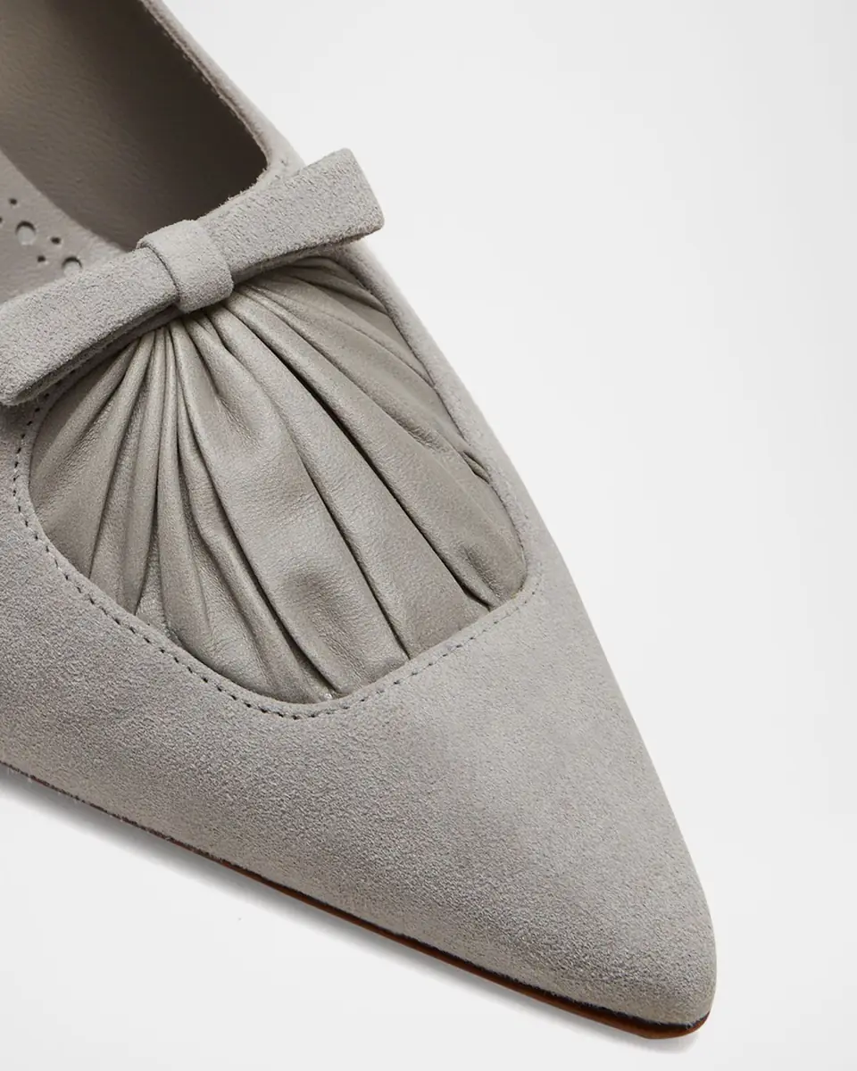 Manolo Blahnik Balquee Pointed Suede Kitten-Heel Pumps | Thumbnail 5