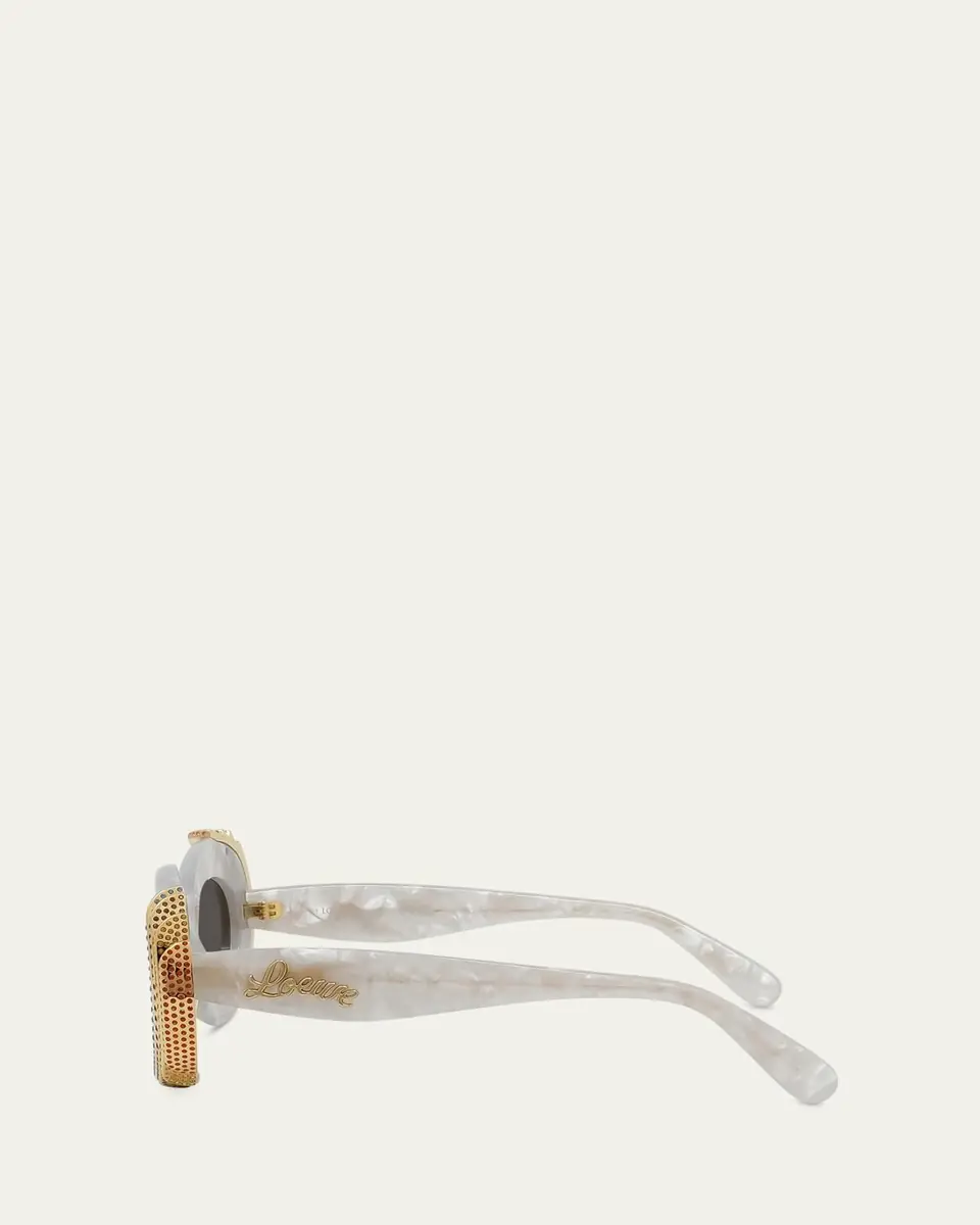 Loewe Embellished Acetate & Metal Oval Sunglasses | Thumbnail 3 Loewe Embellished Acetate & Metal Oval Sunglasses | Thumbnail 3