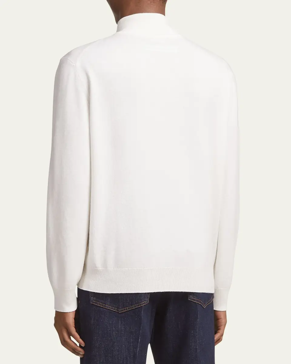 Zegna Men's Oasi Cashmere Zip Mock Neck Sweater | Thumbnail 2