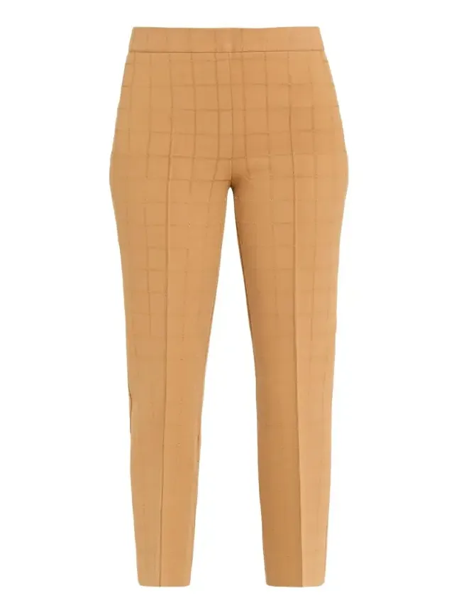 HIGH SPORT Metallic Windowpane Matte Jacquard Slim-Leg Crop Pants