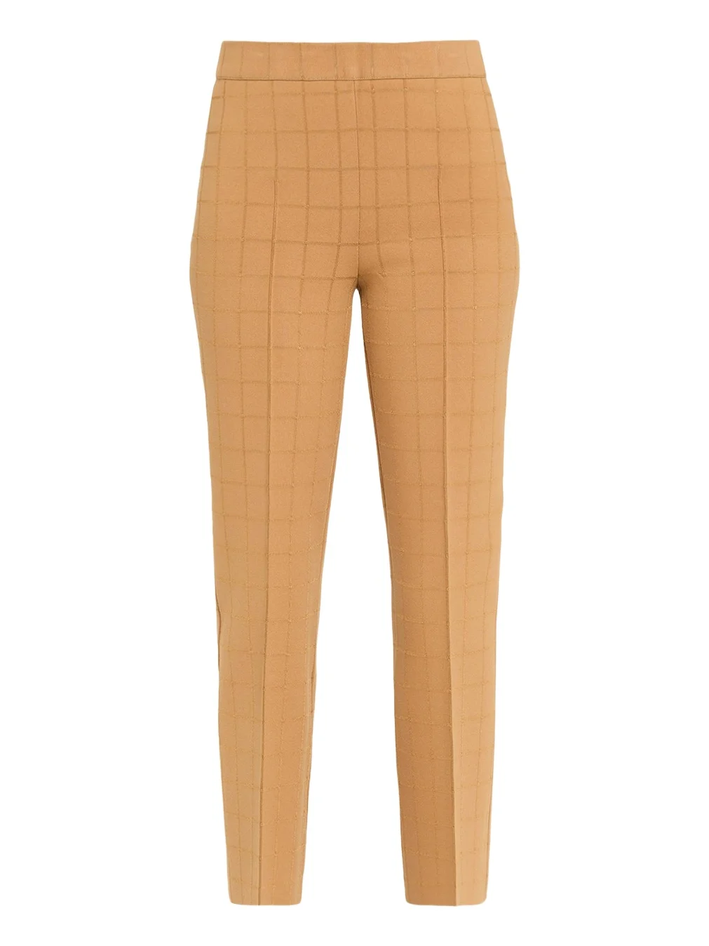 HIGH SPORT Metallic Windowpane Matte Jacquard Slim-Leg Crop Pants