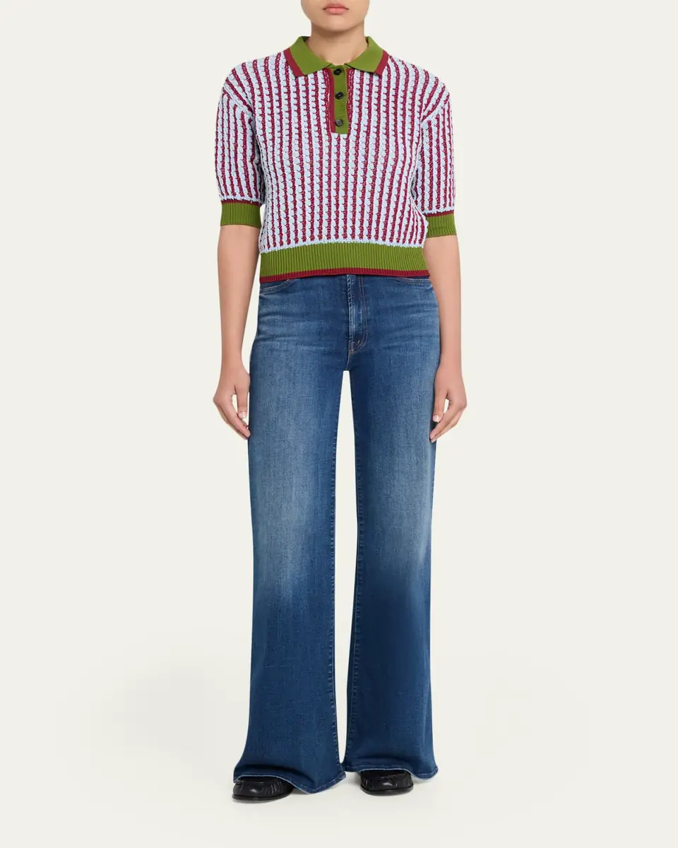 Marni Boucle Tweed Knit Short-Sleeve Polo Sweater | Thumbnail 2
