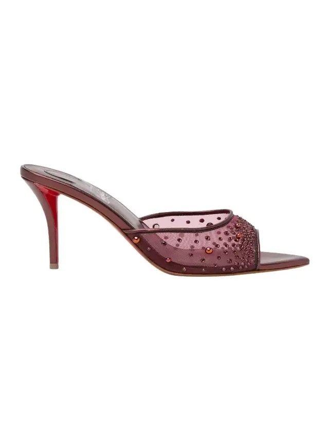 80mm Miss Z Embellished Mesh and Metallic Leather Mule Pumps
