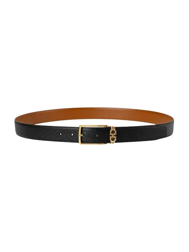 Men's Reversible Hammered Calfskin Gancini-Loop Belt Men's Reversible Hammered Calfskin Gancini-Loop Belt