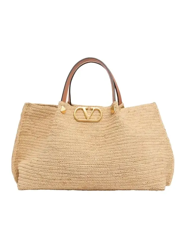 Valentino Garavani Medium Viscose Raffia Rockstud Tote Bag