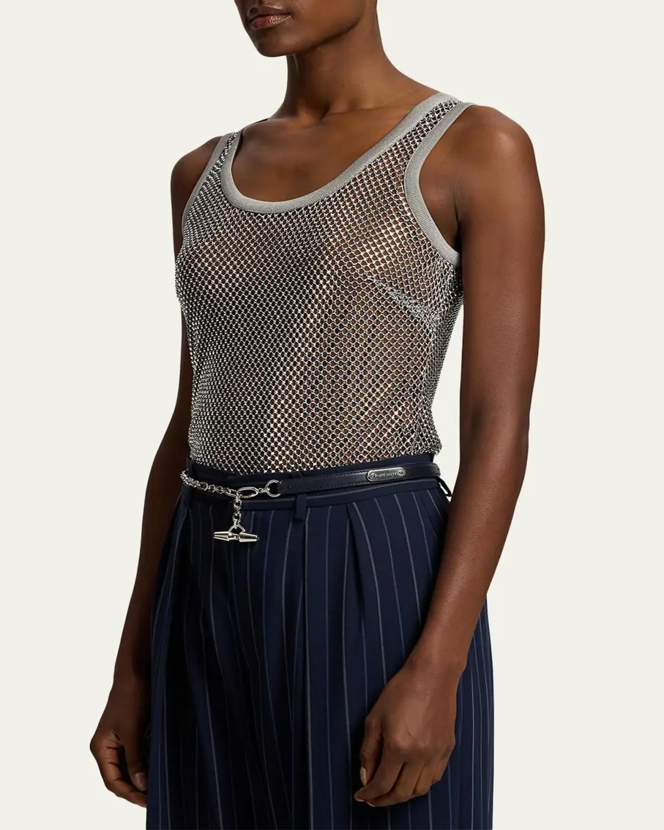 Ralph Lauren Collection Melony Embellished Mesh Tank Top | Thumbnail 4