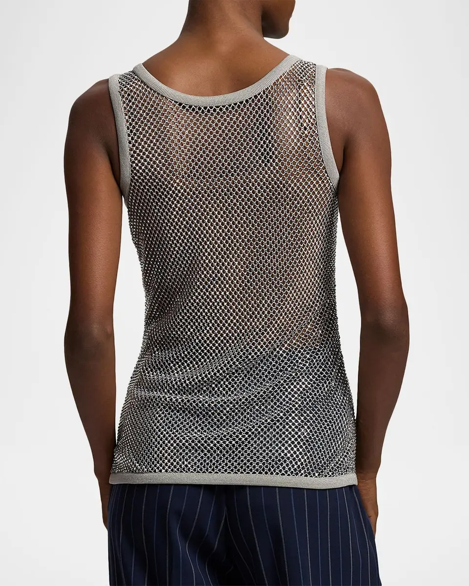 Ralph Lauren Collection Melony Embellished Mesh Tank Top | Thumbnail 7
