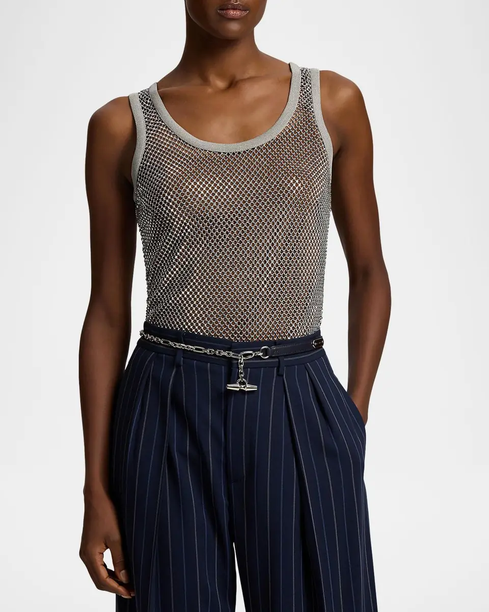 Ralph Lauren Collection Melony Embellished Mesh Tank Top | Thumbnail 8