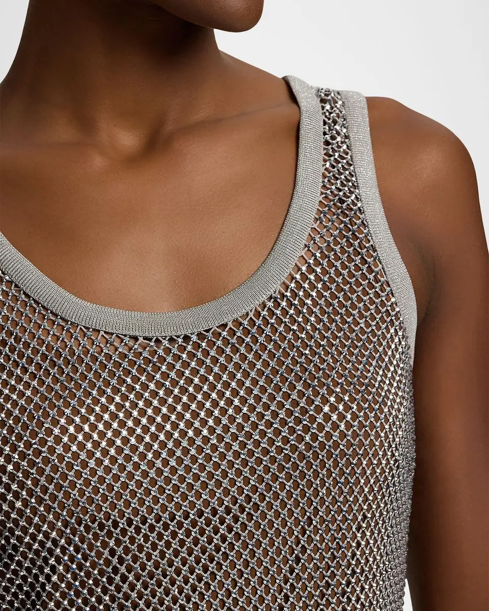 Ralph Lauren Collection Melony Embellished Mesh Tank Top | Thumbnail 9
