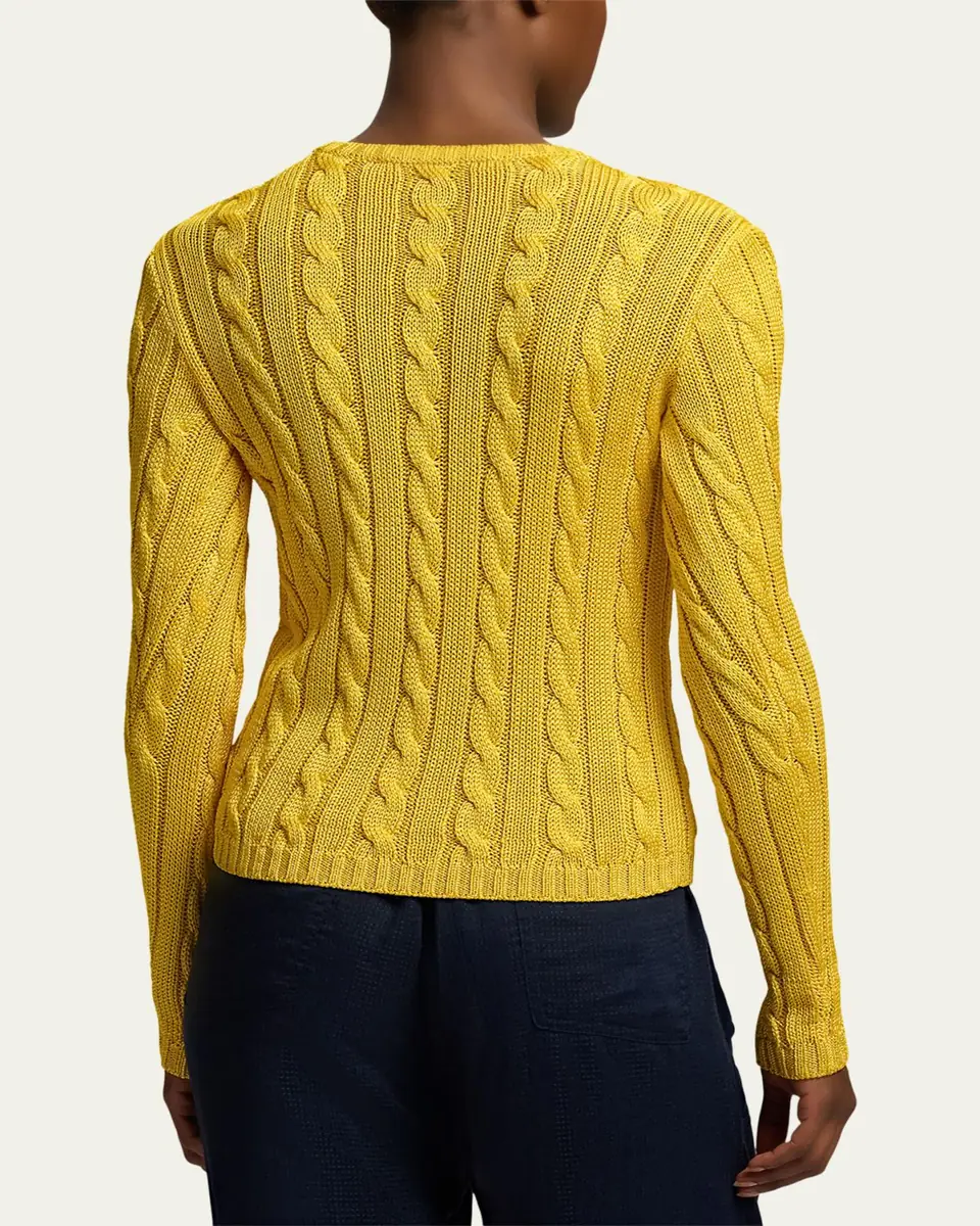 Ralph Lauren Collection Cable-Knit Silk Crewneck Sweater | Thumbnail 3 Ralph Lauren Collection Cable-Knit Silk Crewneck Sweater | Thumbnail 3