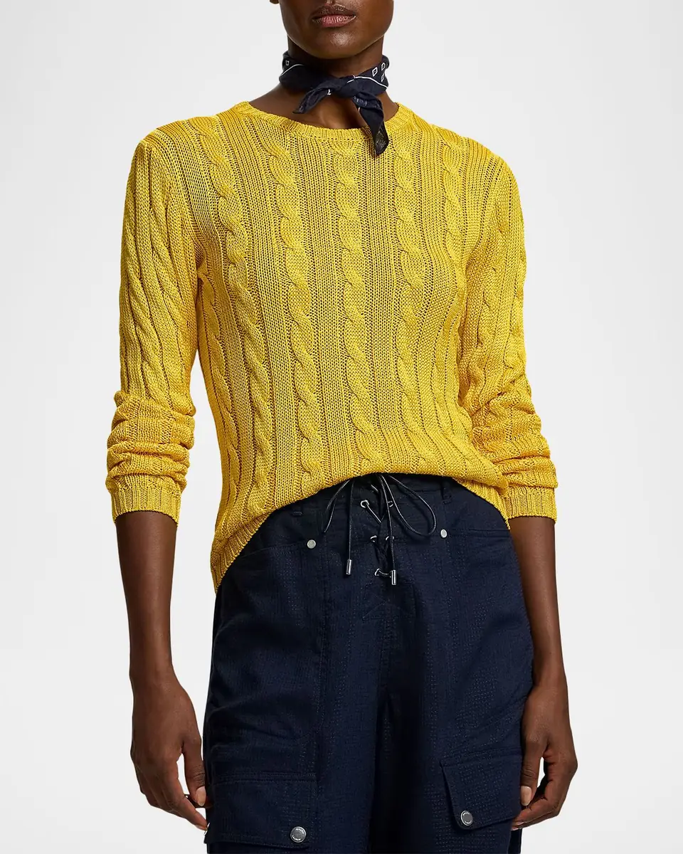Ralph Lauren Collection Cable-Knit Silk Crewneck Sweater | Thumbnail 7 Ralph Lauren Collection Cable-Knit Silk Crewneck Sweater | Thumbnail 7