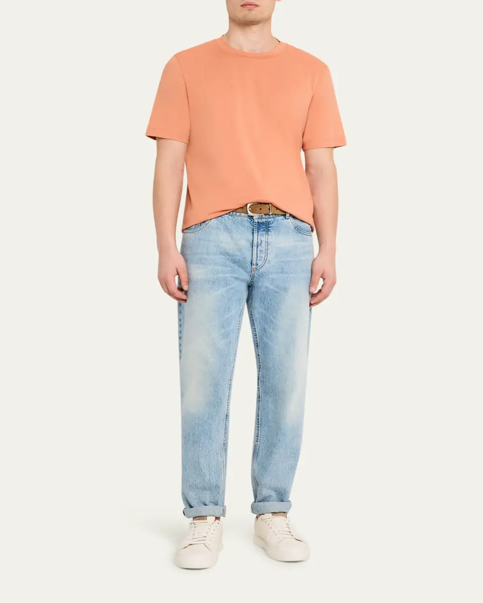 Brunello Cucinelli Men's Solid Cotton Crewneck T-Shirt | Thumbnail 2